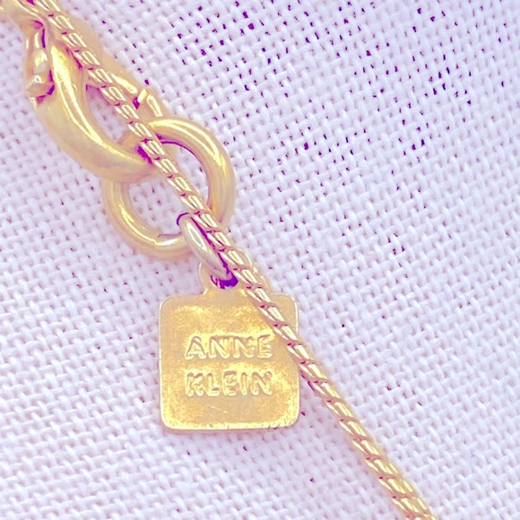 Vintage Anne Klein 36” Long Gold Tone Designer Necklace Sparkling Crystal Beads - Picture 5 of 12